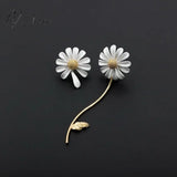 Fashion Korean Style Small Daisy Flower Earring For Women Asymmetrical Butterfly Leaves Flowers