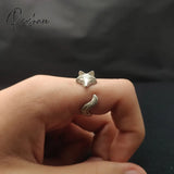 Fashion Silver Color Fox Rings For Women Cute Adjustable Charm Jewelry Xmas Gifts Fine Girls Female