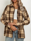 Classic Plaid Pattern Shirt - Classic Button Front Closure, Relaxed-Fit Casual Lapel, Long Sleeve Design for Versatility and Style - Designed Exclusively for Women, Perfect for Everyday Wear