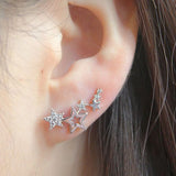 Star Shape Stud Earrings Inlaid Shiny Rhinestones Elegant Ear Jewelry Decorations For Women