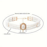 Multi-layered Imitation Pearl Diamond Necklace Collarbone Chain Design Sense Internet Celebrity Rhinestone Short Necklace Collarbone Chain Korean Style