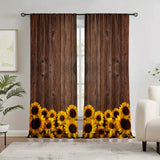 2pcs Sunflower Printed Curtain, Rod Pocket Window Treatment For Bedroom Office Kitchen Living Room Study Home Decor