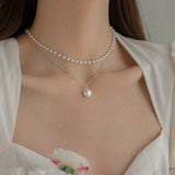 Baroque Stylish Double Layer Faux Pearl Necklace For Women Banquet Party Daily Wear Jewelry Gift