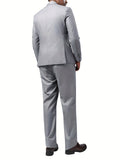 2-Piece Formal Suit Set - Double Breasted Jacket & Matching Dress Pants for Business, Wedding, Party - Classic, Elegant, and Timeless