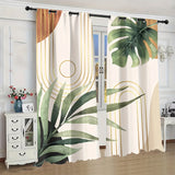 2pcs Leaf Pattern Curtains, Grommet Top Decorative Window Drapes, Window Treatments For Bedroom Living Room, Home Decoration, Room Decoration