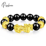 Feng Shui Men’s Lucky Prayer Beads Bracelet For Men Women Wristband Gold Color Pixiu Wealth And