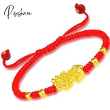 Feng Shui Men’s Lucky Prayer Beads Bracelet For Men Women Wristband Gold Color Pixiu Wealth And