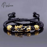 Feng Shui Men’s Lucky Prayer Beads Bracelet For Men Women Wristband Gold Color Pixiu Wealth And