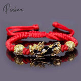 Feng Shui Men’s Lucky Prayer Beads Bracelet For Men Women Wristband Gold Color Pixiu Wealth And