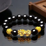 Feng Shui Men’s Lucky Prayer Beads Bracelet For Men Women Wristband Gold Color Pixiu Wealth And