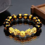 Feng Shui Men’s Lucky Prayer Beads Bracelet For Men Women Wristband Gold Color Pixiu Wealth And