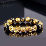 Feng Shui Men’s Lucky Prayer Beads Bracelet For Men Women Wristband Gold Color Pixiu Wealth And