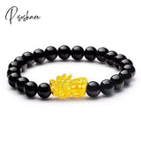 Feng Shui Men’s Lucky Prayer Beads Bracelet For Men Women Wristband Gold Color Pixiu Wealth And