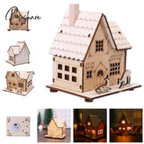 Festival Led Light Wood House Christmas Tree Decorations For Home Decoration Wooden Diy Gift Window