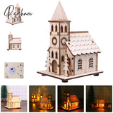 Festival Led Light Wood House Christmas Tree Decorations For Home Decoration Wooden Diy Gift Window