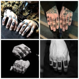 Finger Tattoo Stickers Letter Small Pattern Waterproof Personality Cool Fake Tattoos Men Black Hand