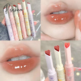 Flower Series Heart-Shaped Lipstick Nourishing Mirror Water Jelly Lip Makeup Long-Lasting