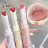 Flower Series Heart-Shaped Lipstick Nourishing Mirror Water Jelly Lip Makeup Long-Lasting