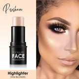 Focallure Face Makeup 18 Colors Highlighter Stick Highlighting Powder Creamy Texture Silver Shimmer