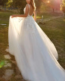 Formal Princess Women Wedding Dresses Lace Flower A Line Bride Gowns Button Backless Customize