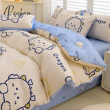 Four-Piece Cotton Bed Set Bedspread Cover Bedding Quilt Sheet Pillowcase Single King Queen