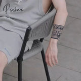 Geometric Totem Ring Herbal Juice Tattoo Stickers Waterproof Semi-Permanent Arm Lasting Art Male