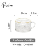 Glass Breakfast Cups Ins Wind Sunflower Retro Relief Household Milk Cup With Coffee Tea Juice Mug G