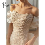 Gorgeous Celebrity Dresses Off The Shoulder French Style Detachable Bow Satin Ivory Pearl Mermaid