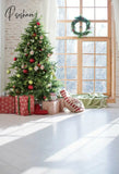 Gray Background Winter Christmas Candle Tree Festival Fireplace Floor Xmas Family Shoot Celebration