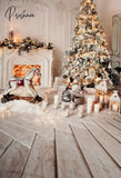 Gray Background Winter Christmas Candle Tree Festival Fireplace Floor Xmas Family Shoot Celebration