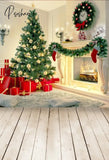 Gray Background Winter Christmas Candle Tree Festival Fireplace Floor Xmas Family Shoot Celebration