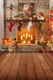 Gray Background Winter Christmas Candle Tree Festival Fireplace Floor Xmas Family Shoot Celebration