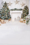 Gray Background Winter Christmas Candle Tree Festival Fireplace Floor Xmas Family Shoot Celebration