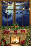 Gray Background Winter Christmas Candle Tree Festival Fireplace Floor Xmas Family Shoot Celebration