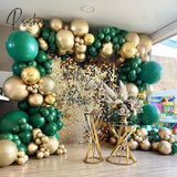 Green Gold Balloon Arch 4D Round Foil Balloons Garland Kit First One Birthday Jungle Decoration