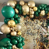 Green Gold Balloon Arch 4D Round Foil Balloons Garland Kit First One Birthday Jungle Decoration