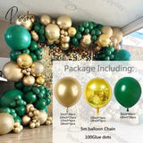 Green Gold Balloon Arch 4D Round Foil Balloons Garland Kit First One Birthday Jungle Decoration