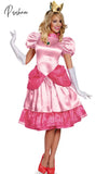 Halloween Fantasia Adult Princess Peach Pink Fancy Dress