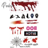 Halloween Waterproof Temporary Tattoos Stickers Zombie Scar Tatto With Bloody Makeup Wounds