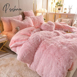 Home Textiles Pink Winter Warm Velvet Embroidery Princess Bedding Set Double Duvet Cover Bed Sheet