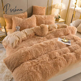 Home Textiles Pink Winter Warm Velvet Embroidery Princess Bedding Set Double Duvet Cover Bed Sheet