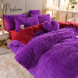 Home Textiles Pink Winter Warm Velvet Embroidery Princess Bedding Set Double Duvet Cover Bed Sheet