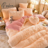 Home Textiles Pink Winter Warm Velvet Embroidery Princess Bedding Set Double Duvet Cover Bed Sheet