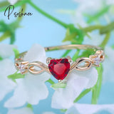 Huitan Simple Heart Ring For Women Female Cute Finger Rings Romantic Birthday Gift Girlfriend