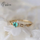 Huitan Simple Heart Ring For Women Female Cute Finger Rings Romantic Birthday Gift Girlfriend