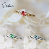 Huitan Simple Heart Ring For Women Female Cute Finger Rings Romantic Birthday Gift Girlfriend