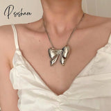 Hyperbole Temperament Metal Sweet Bowknot Pendant Necklaces For Women Anniversary Fashion Vintage