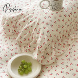 Ins Girl Bedding Set Heart Cherry Duvet With Double Layer Yann Pink Four Piece Simple Washing