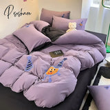 Ins Purple Potato Cake Bedding Set Towel Embroidery Duvet Cover Queen Twin Full Size Bed Flat Sheet Quilt Cover Pillowcases