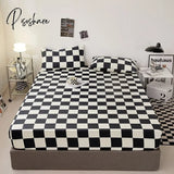 Japanese And Korean Unmarked Style Plaid Pattern Mattress Protector Cover Fitted Sheet 160X200